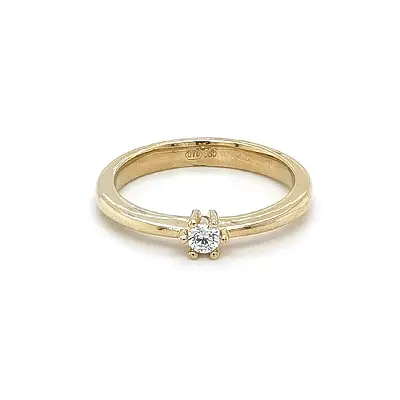 Gold Engagement Ring with Zircon