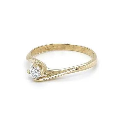 Gold Engagement Ring with Zircon