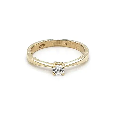 Gold Engagement Ring with Zircon
