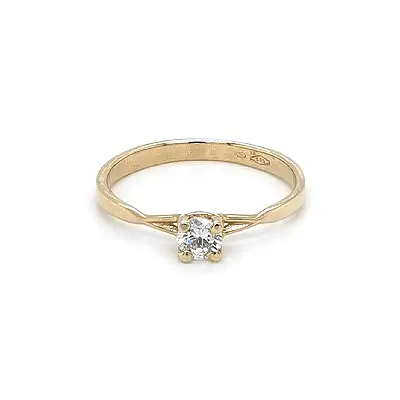 Gold Engagement Ring with Zircon