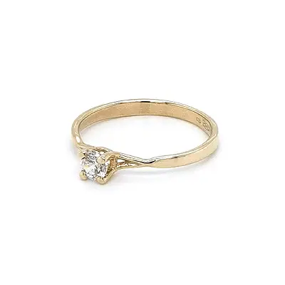 Gold Engagement Ring with Zircon