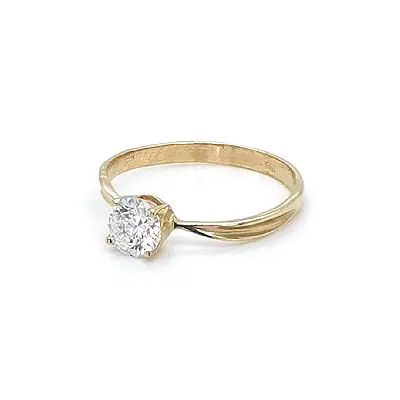 Gold Engagement Ring with Zircon