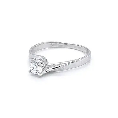 Engagement Ring with White Gold Zircon