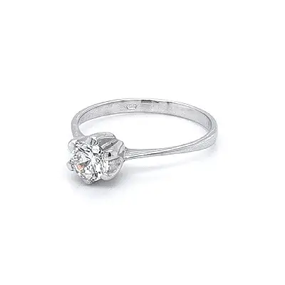 Engagement Ring with White Gold Zircon