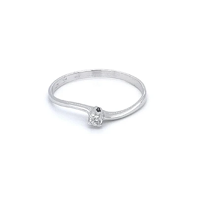 Engagement Ring with White Gold Zircon