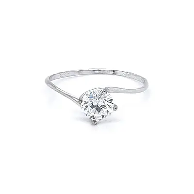 Engagement Ring with White Gold Zircon