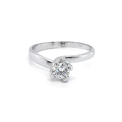 Engagement Ring with White Gold Zircon