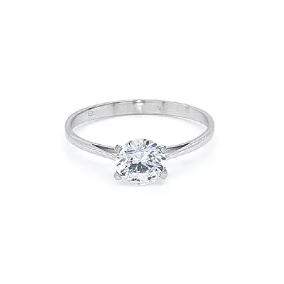 Engagement Ring with White Gold Zircon