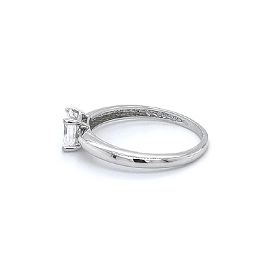 Engagement Ring with White Gold Zircon