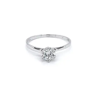 Engagement Ring with White Gold Zircon