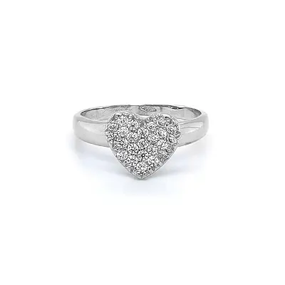 Heart Ring with White Gold Zircons