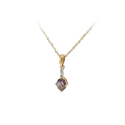 Gold Pendant with Purple Stone