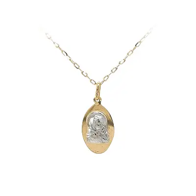 Gold Pendant Virgin Mary with Baby Jesus - Symbol of Faith