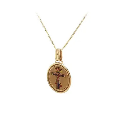 Elegant Medallion with Orthodox Cross in Gold
