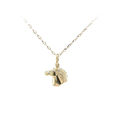 Gold Pendant with Delicate Horse Head Motif