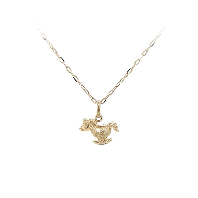 Elegant Rocking Horse Pendant made of Gold in Shiny and Matte Finish