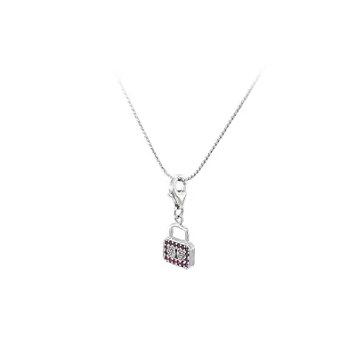 White Gold Padlock Bracelet Pendant