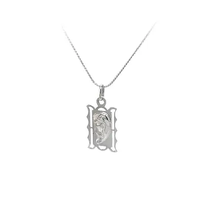 Pendant Madonna Virgin Mary of White Gold
