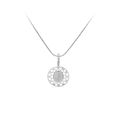 Pendant Madonna Virgin Mary of White Gold