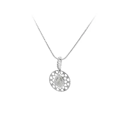 Pendant Madonna Virgin Mary of White Gold