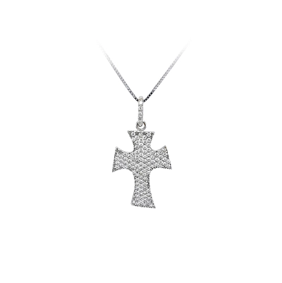 Pendant Cross with White Gold Zircons