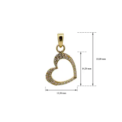 Gold Pendant Heart with Zircons