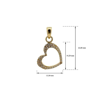 Gold Pendant Heart with Zircons