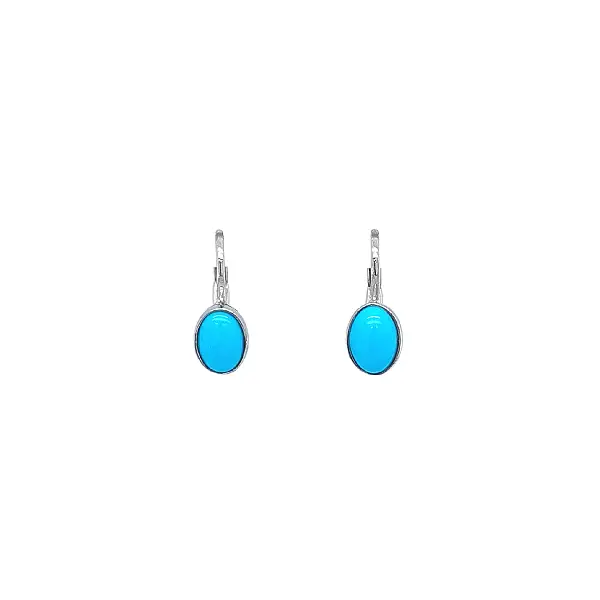 White Gold Earrings with Turquoise-Blue Stone