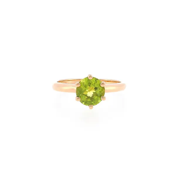 Ring in 18k rose gold with peridot 1.35 ct