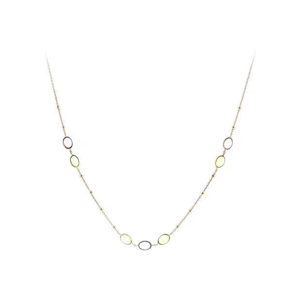 14K Gold Necklace with Colored Stones