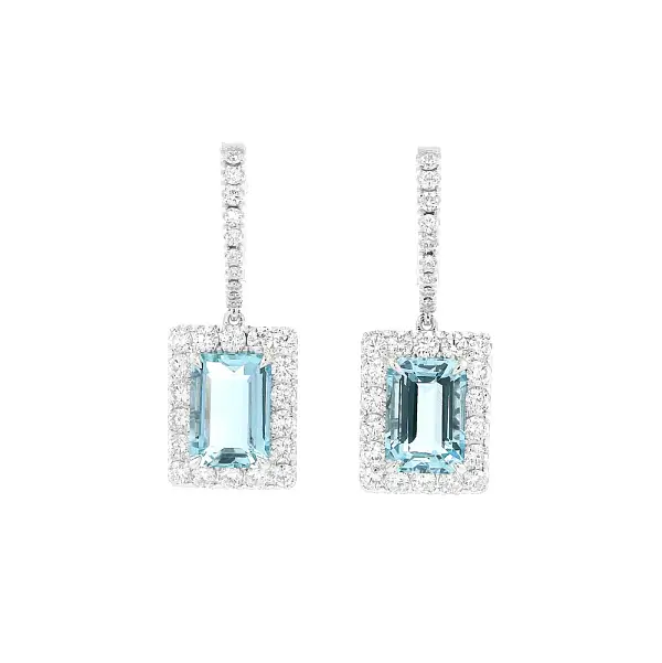 Luxury Earrings with Aquamarines in White Gold