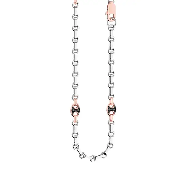 Gold Men's Chain with Black Diamonds