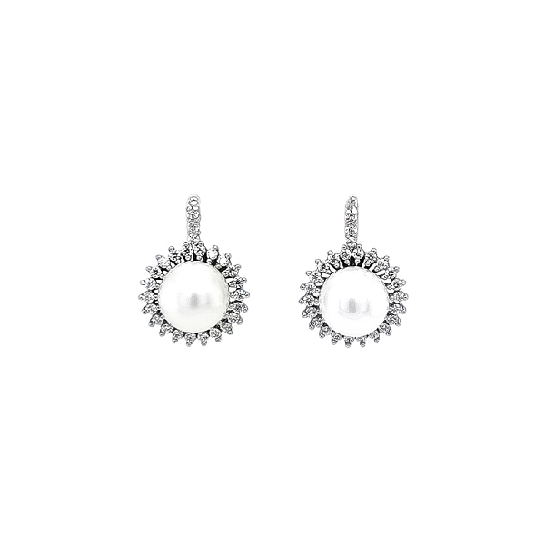 White Gold Pearl Earrings