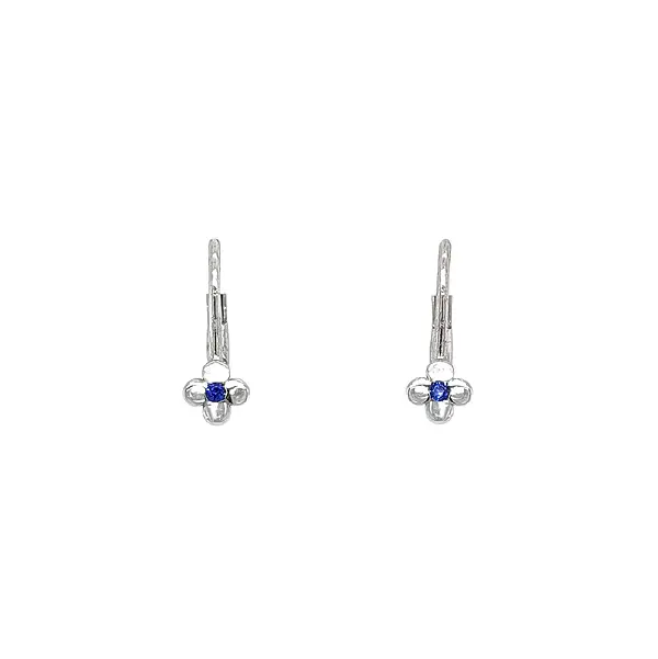 Earrings White Gold Flowers with Sapphire