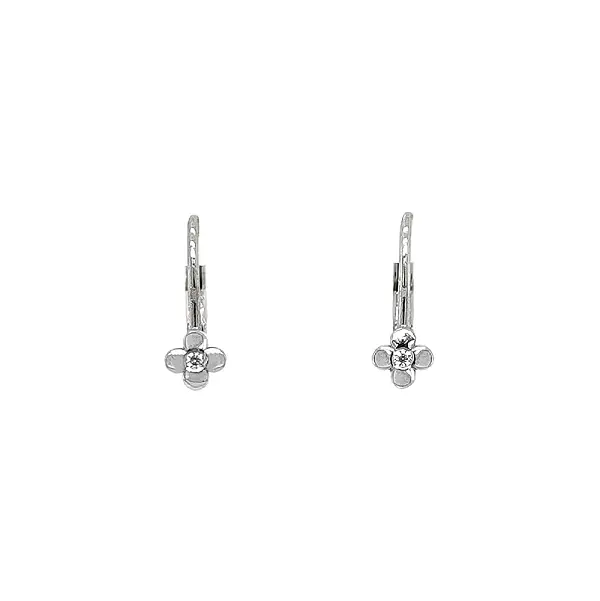 Earrings Flowers with White Gold Zircons