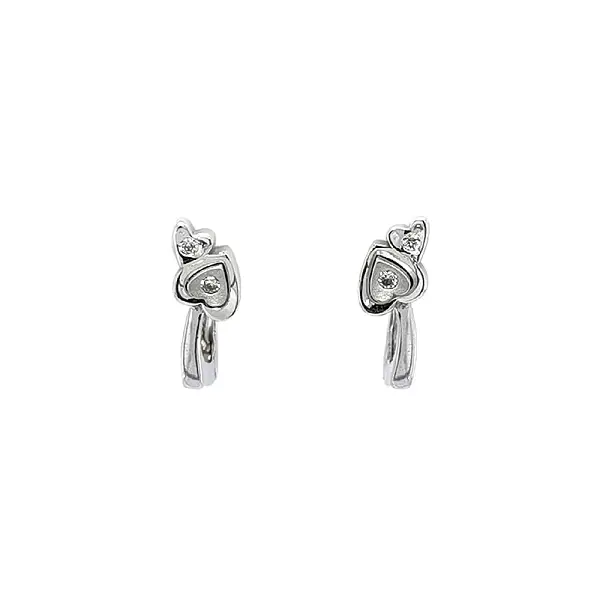 Earrings Heart with Zircones in White Gold
