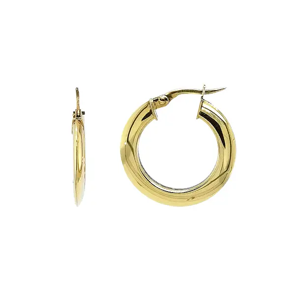 Flat Gold Round Earrings with Bar Clasp