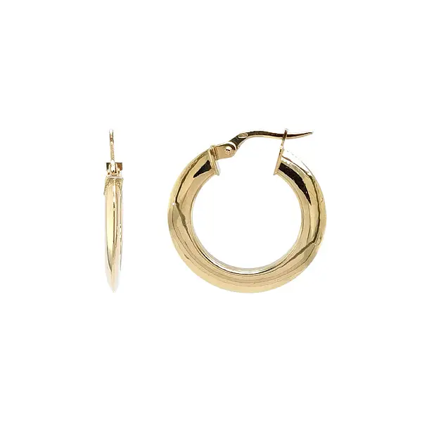 Flat Round Earrings in Yellow Gold with Bar Clasp