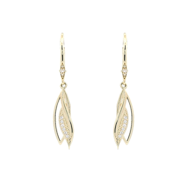 Gold Earrings with Shining Zircons in Elegant Design