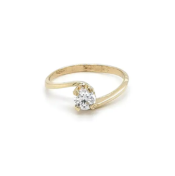 Gold Engagement Ring with Zircon