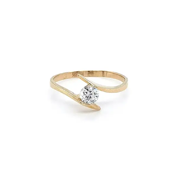 Gold Engagement Ring with Zircon