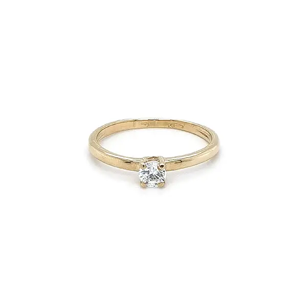 Gold Engagement Ring with Zircon