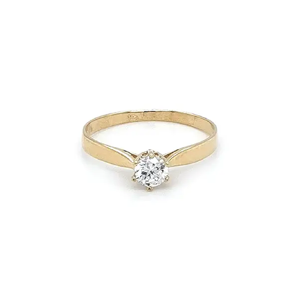 Gold Engagement Ring with Zircon