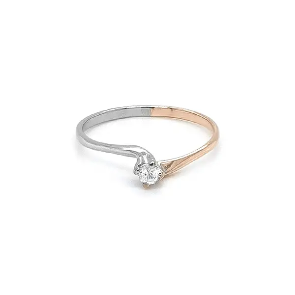 Engagement Ring with Zircon made of Combined Gold