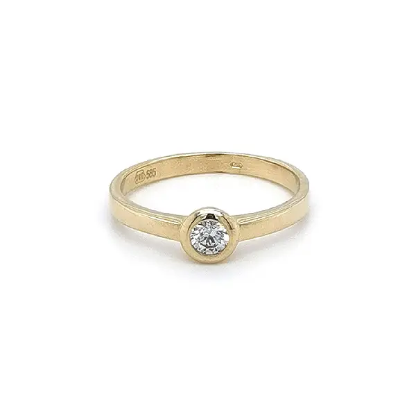 Gold Engagement Ring with Zircon