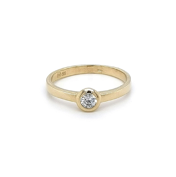 Gold Engagement Ring with Zircon