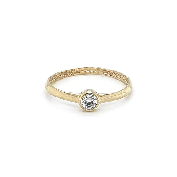 Gold Engagement Ring with Zircon