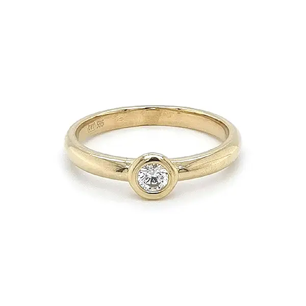 Gold Engagement Ring with Zircon