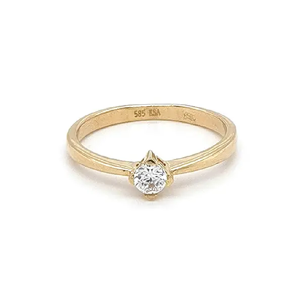 Gold Engagement Ring with Zircon