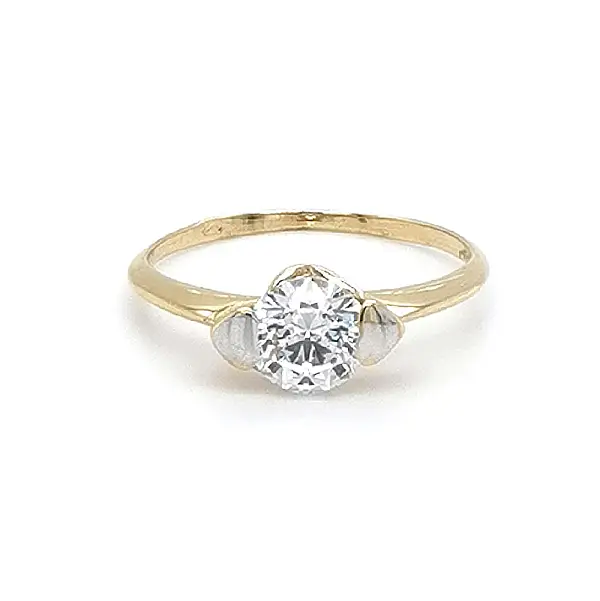 Gold Engagement Ring with Zircon